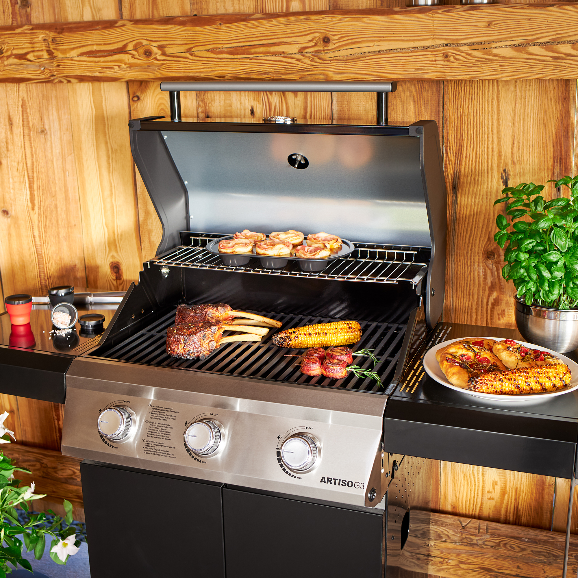 Gasgrill BBQ-Station ARTISO G3 schwarz, Exklusiv bei Toom