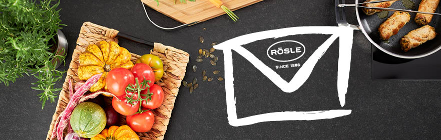 Rösle Briefkuvert neben Gemüse
