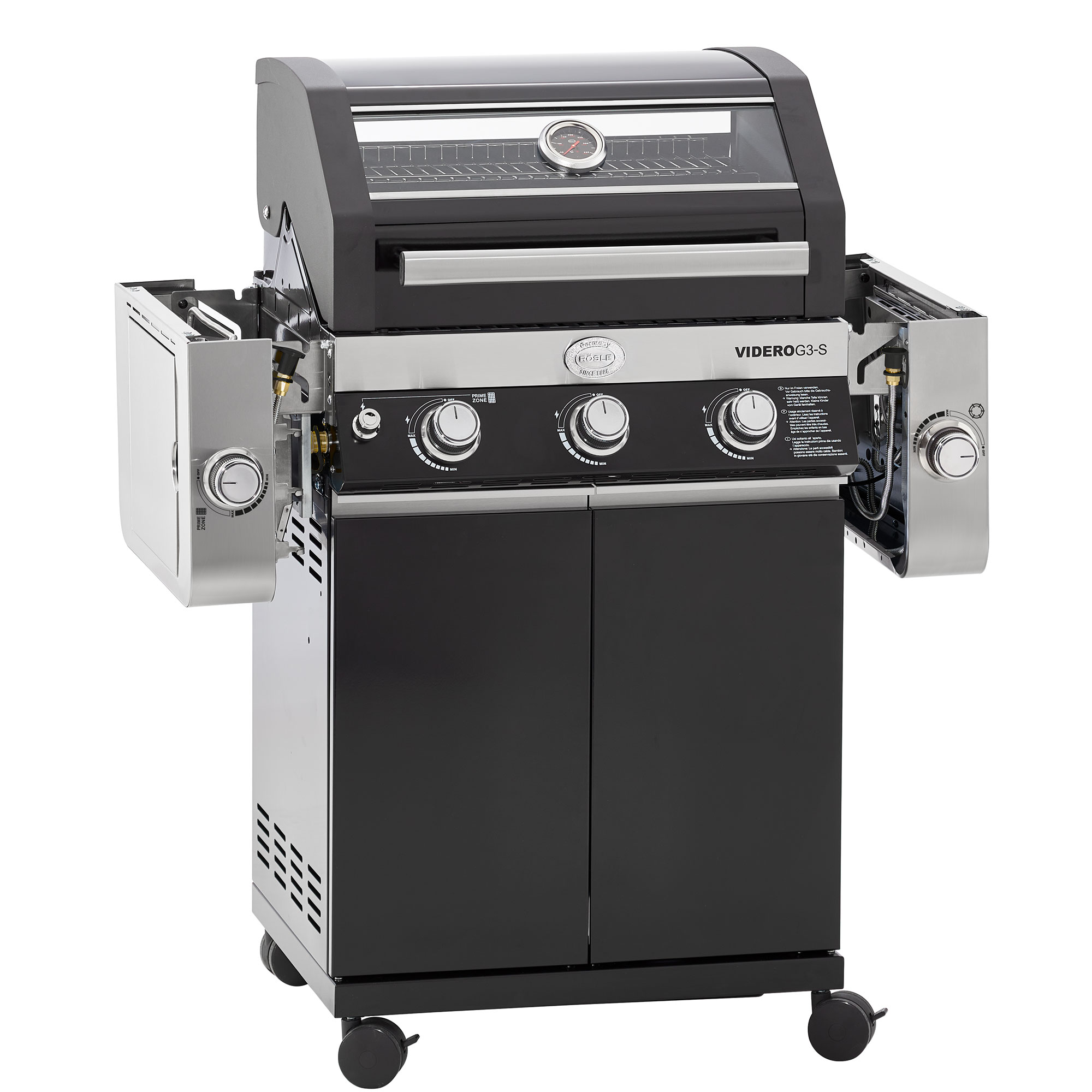 Gasgrill VIDERO G3-S Vario+ schwarz 50 mbar
