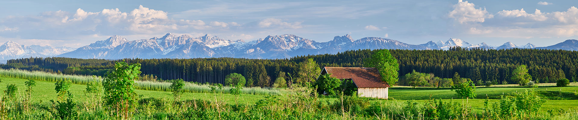 Panorama picture with mountain scenery in the Allgäu